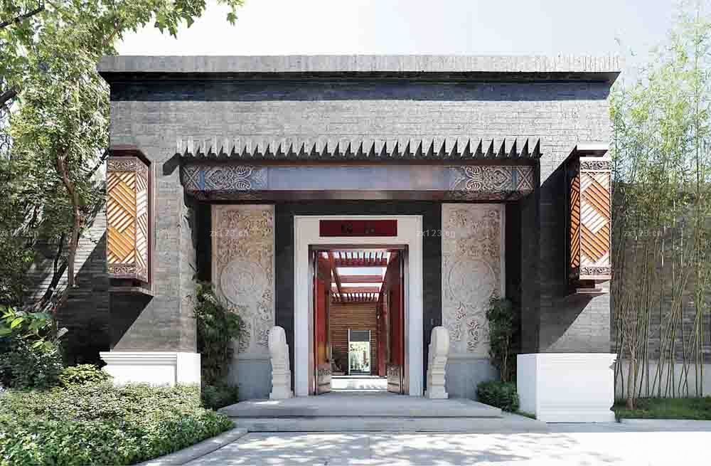 中式风格别墅门头设计装修效果图片
